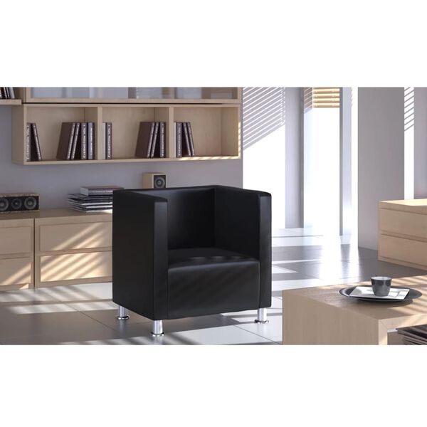 vidaXL Cube Armchair Black Faux Leather