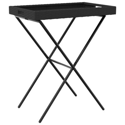 vidaXL Folding Tray Table Black 65x40x75 cm Poly Rattan