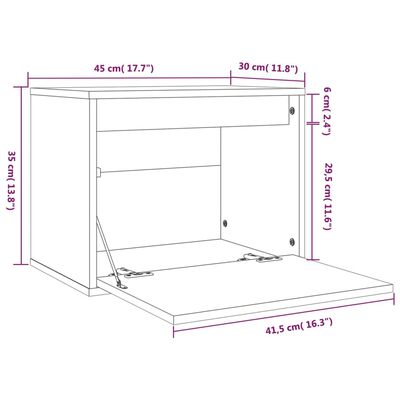 vidaXL Wall Cabinet White 45x30x35 cm Solid Pinewood