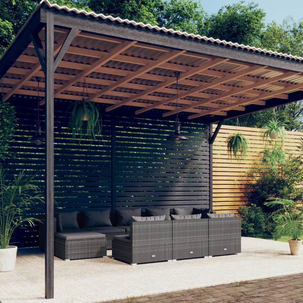 vidaXL 10 Piece Garden Lounge Set with Cushions Grey Poly Rattan
