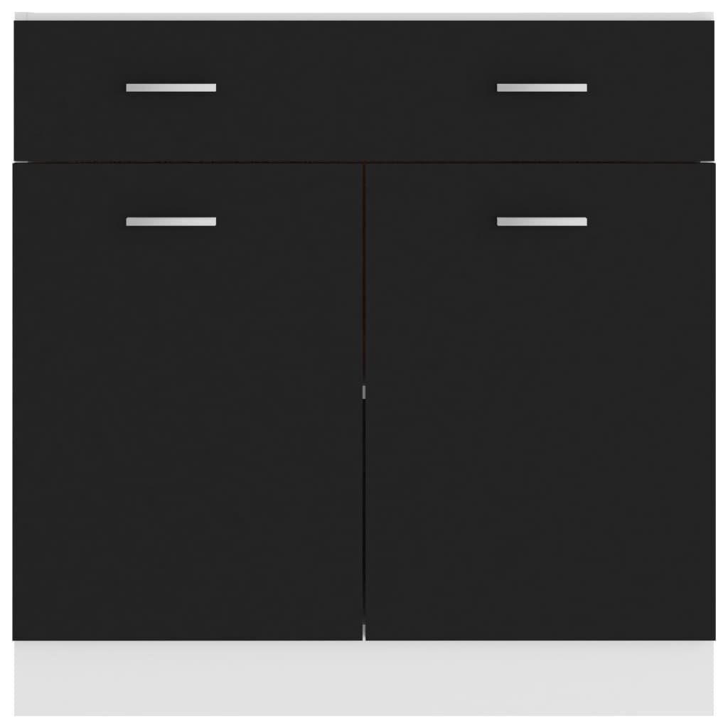 vidaXL Drawer Bottom Cabinet Black 80x46x81.5 cm Engineered Wood