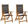 vidaXL Folding Chairs 2 pcs Solid Acacia Wood and Textilene