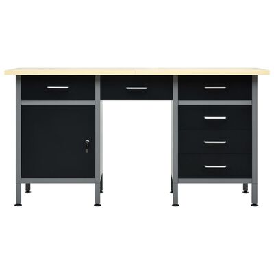 vidaXL Workbench Black 160x60x85 cm Steel,  vidaXL Workbench Black 160x60x85 cm Steel