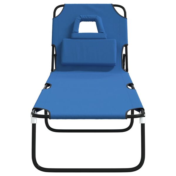 vidaXL Folding Sun Lounger Blue Oxford Fabric&Powder-coated Steel
