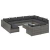 vidaXL 12 Piece Garden Lounge Set with Cushions Grey Poly Rattan