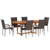 vidaXL 7 Piece Garden Dining Set Poly Rattan Brown