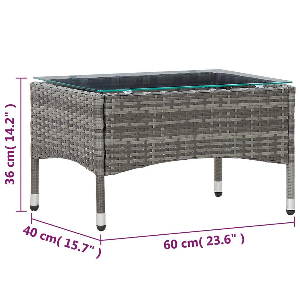 vidaXL Coffee Table Grey 60x40x36 cm Poly Rattan