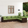vidaXL 6 Piece Garden Lounge Set with Cushions Poly Rattan Brown