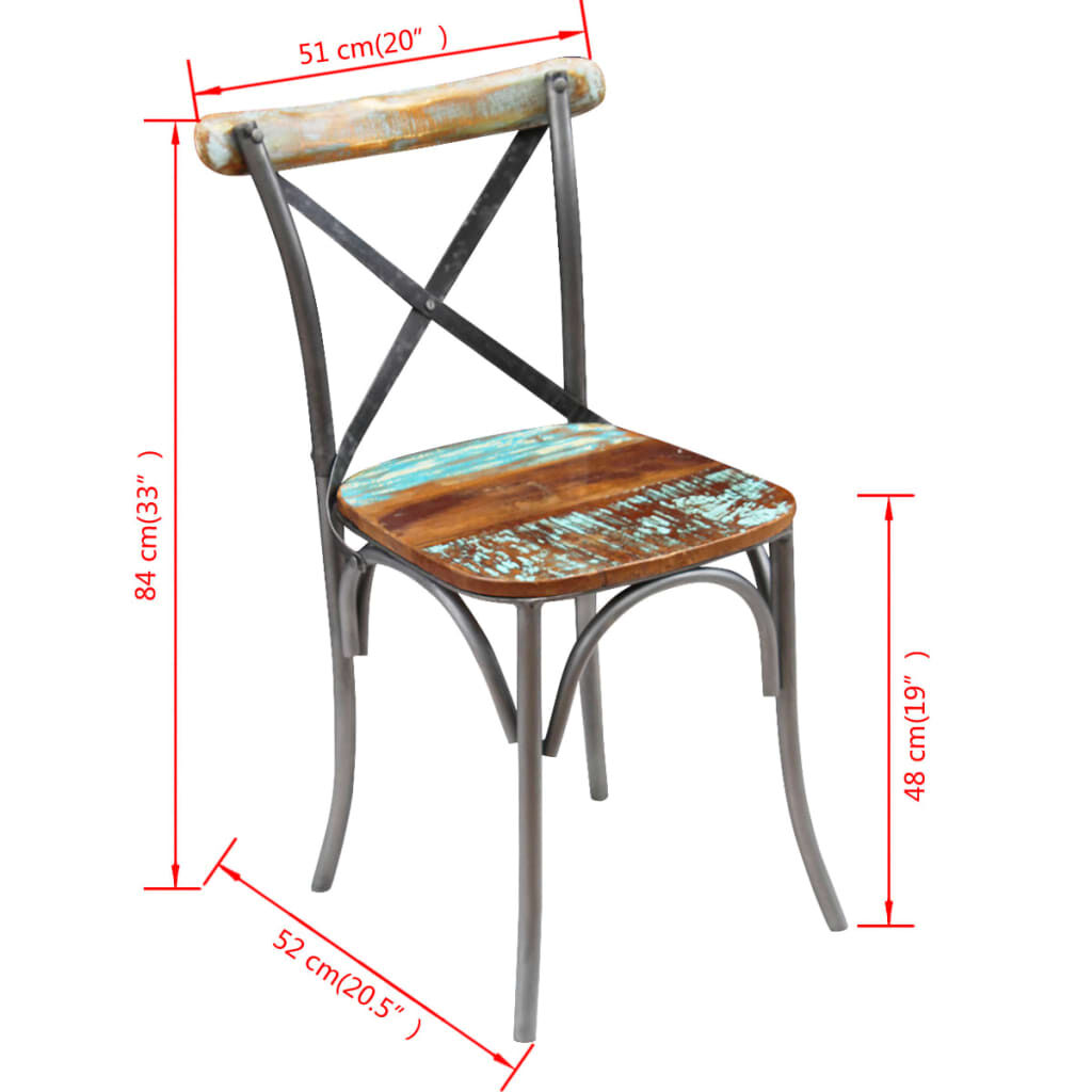 vidaXL Dining Chairs 2 pcs Solid Reclaimed Wood