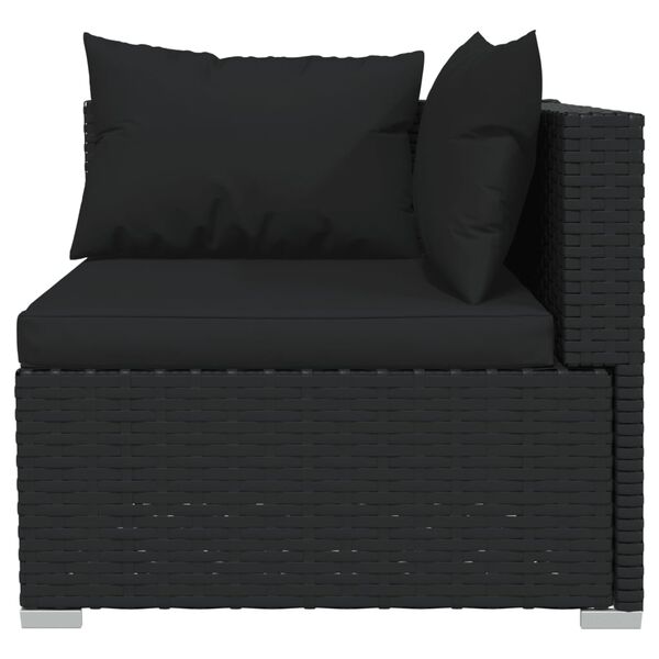 vidaXL 8 Piece Garden Lounge Set with Cushions Poly Rattan Black