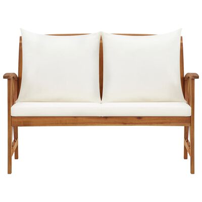vidaXL Garden Bench with Cushions 119 cm Solid Acacia Wood, brown and cream vidaXL Garden Bench with Cushions 119 cm Solid Acacia Wood