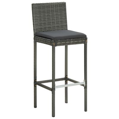 vidaXL Garden Bar Stools with Cushions 2 pcs Grey Poly Rattan, grey vidaXL Garden Bar Stools with Cushions 2 pcs Grey Poly Rattan