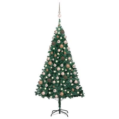 vidaXL Artificial Pre-lit Christmas Tree with Ball Set Green 120 cm PVC, green vidaXL Artificial Pre-lit Christmas Tree with Ball Set Green 120 cm PVC