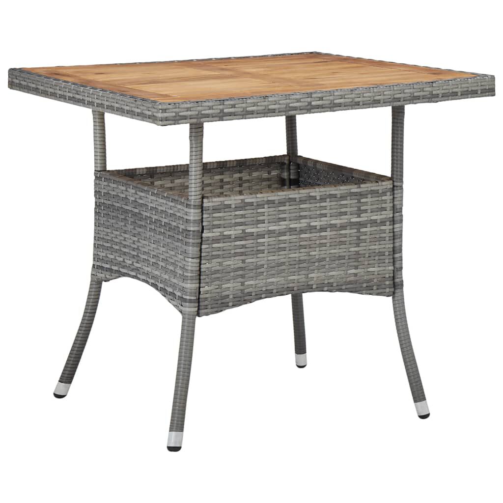 vidaXL 5 Piece Garden Dining Set Grey Poly Rattan and Acacia Wood