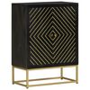 vidaXL Sideboard with 2 Doors Black&Gold 55x30x75 cm Solid Wood Mango
