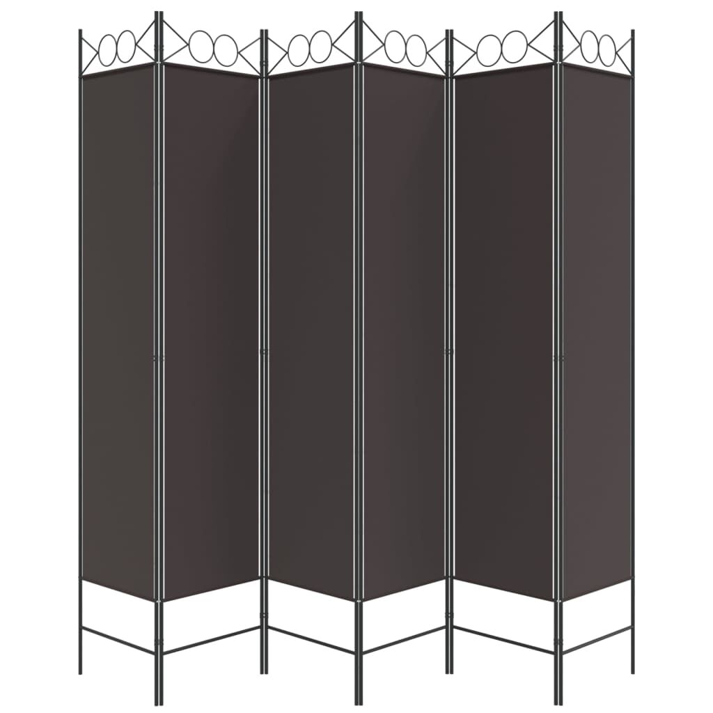 vidaXL 6-Panel Room Divider Brown 240x200 cm Fabric