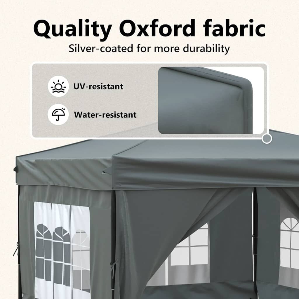 vidaXL Folding Party Tent with Sidewalls Anthracite 3x3 m
