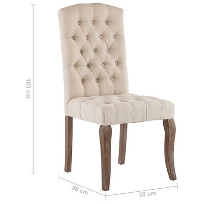vidaXL Dining Chairs 2 pcs Beige Linen-Look Fabric, beige vidaXL Dining Chairs 2 pcs Beige Linen-Look Fabric
