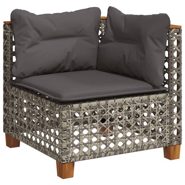 vidaXL 7 Piece Garden Sofa Set with Cushions Grey Poly Rattan