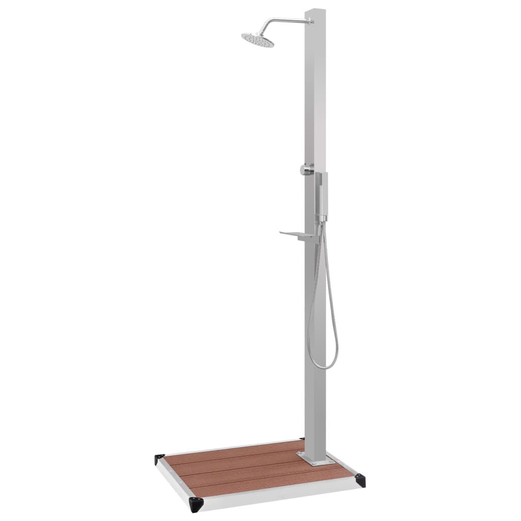 vidaXL Outdoor Shower with Tray WPC Stainless Steel