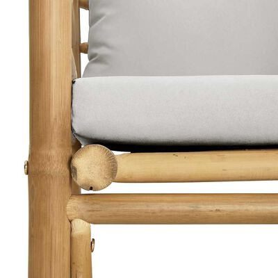 vidaXL Garden Sofa with Light Grey Cushions Bamboo, light grey vidaXL Garden Sofa with Light Grey Cushions Bamboo