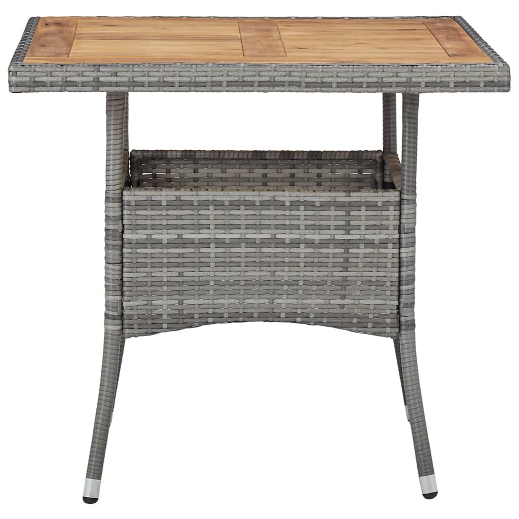 vidaXL 5 Piece Garden Dining Set Grey Poly Rattan and Acacia Wood
