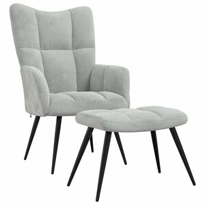 vidaXL Relaxing Chair with a Stool Light Grey Velvet