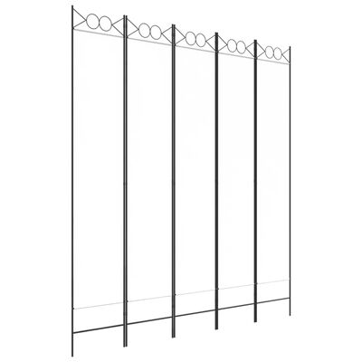 vidaXL 5-Panel Room Divider White 200x220 cm Fabric, white vidaXL 5-Panel Room Divider White 200x220 cm Fabric