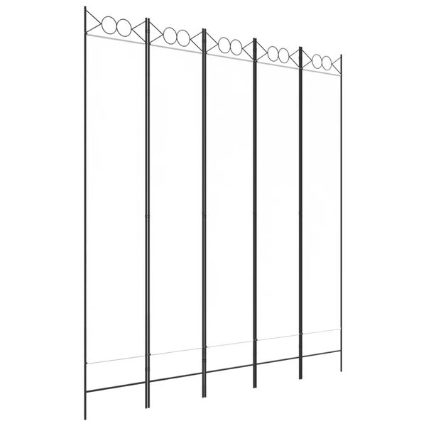 vidaXL 5-Panel Room Divider White 200x220 cm Fabric