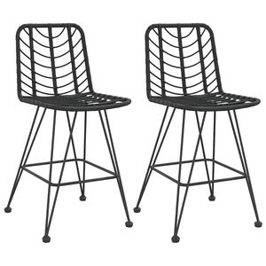 vidaXL Bar Stools 2 pcs Black 45x56x103,5 cm PE Rattan and Steel