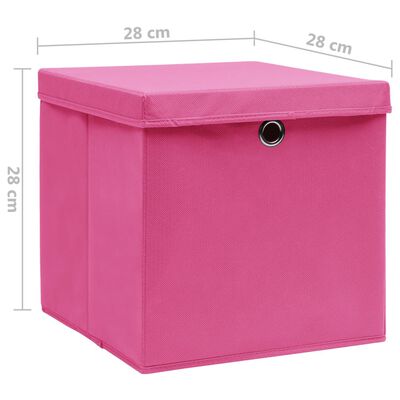 vidaXL Storage Boxes with Covers 4 pcs 28x28x28 cm Pink