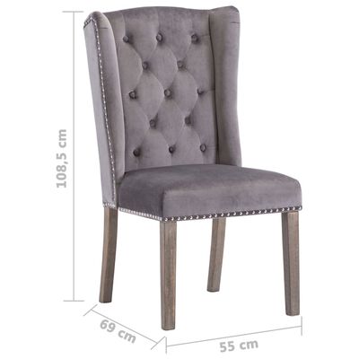 vidaXL Dining Chair Grey Velvet, grey vidaXL Dining Chair Grey Velvet