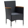 vidaXL 9 Piece Garden Dining Set with Cushions Poly Rattan Black