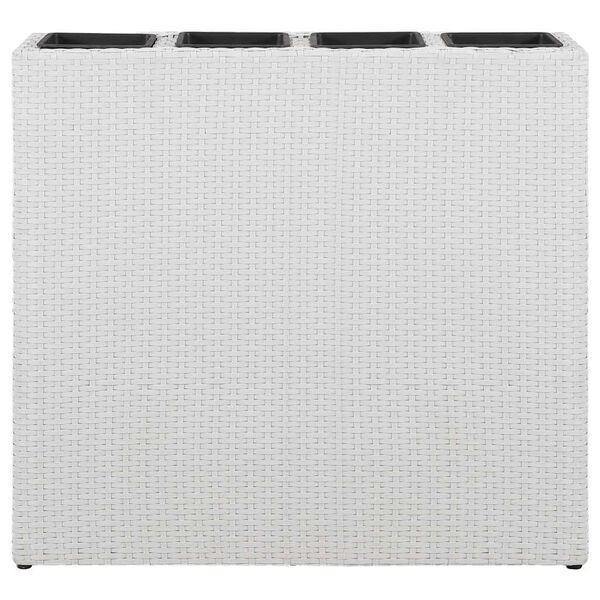 vidaXL Garden Raised Bed with 4 Pots Poly Rattan White