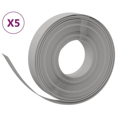 vidaXL Garden Edgings 5 pcs Grey 10 m 10 cm Polyethylene