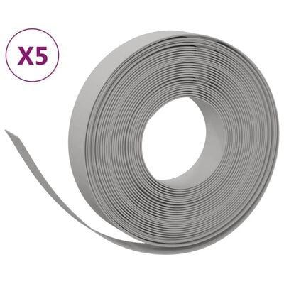 vidaXL Garden Edgings 5 pcs Grey 10 m 10 cm Polyethylene, grey vidaXL Garden Edgings 5 pcs Grey 10 m 10 cm Polyethylene
