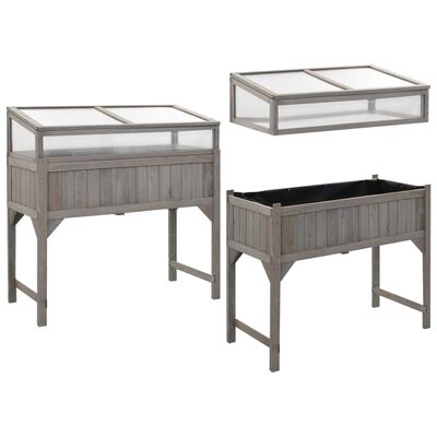 vidaXL Raised Bed with Greenhouse 110x54x120 cm Solid Fir Wood,  vidaXL Raised Bed with Greenhouse 110x54x120 cm Solid Fir Wood