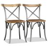 vidaXL Dining Chair | Set of 2 | Natural Wood | Solid Mango Wood | Standard