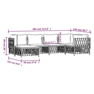 vidaXL 6 Piece Garden Lounge Set with Cushions Anthracite Steel, anthracite vidaXL 6 Piece Garden Lounge Set with Cushions Anthracite Steel