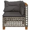 vidaXL Garden Sofa Corner with Cushions Grey Poly Rattan