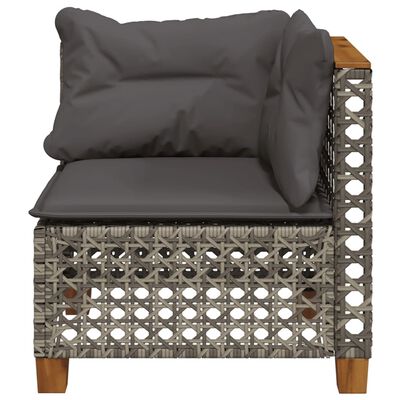 vidaXL Garden Sofa Corner with Cushions Grey Poly Rattan, grey and dark grey vidaXL Garden Sofa Corner with Cushions Grey Poly Rattan