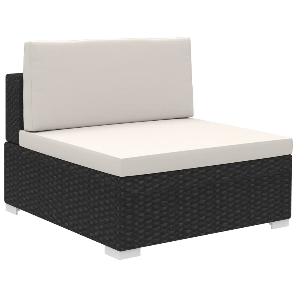 vidaXL 6 Piece Garden Lounge Set with Cushions Poly Rattan Black