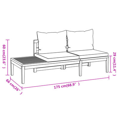 vidaXL 3 Piece Garden Lounge Set with Dark Grey Cushions Acacia Wood, dark grey vidaXL 3 Piece Garden Lounge Set with Dark Grey Cushions Acacia Wood