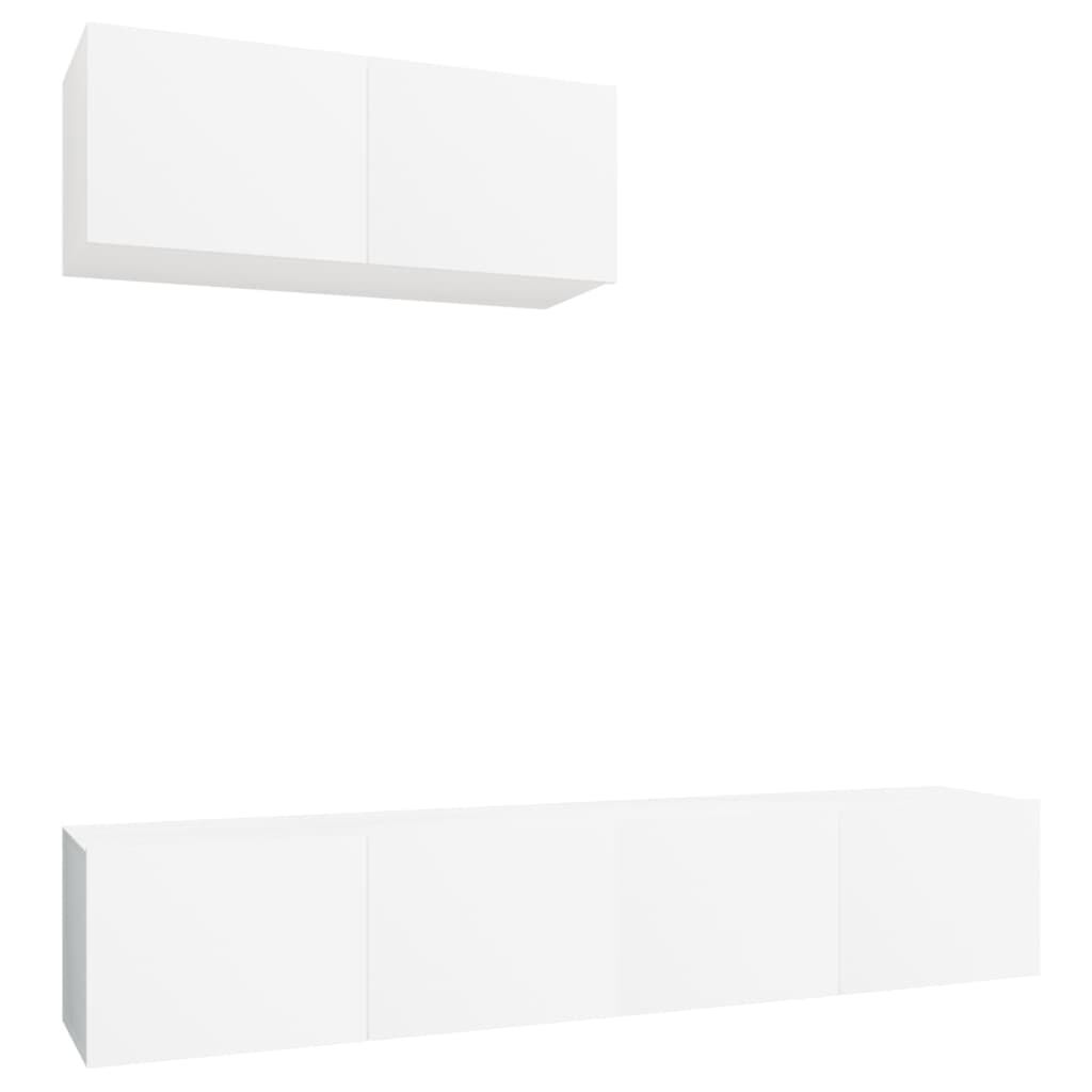 vidaXL 3 Piece TV Cabinet Set White Engineered Wood