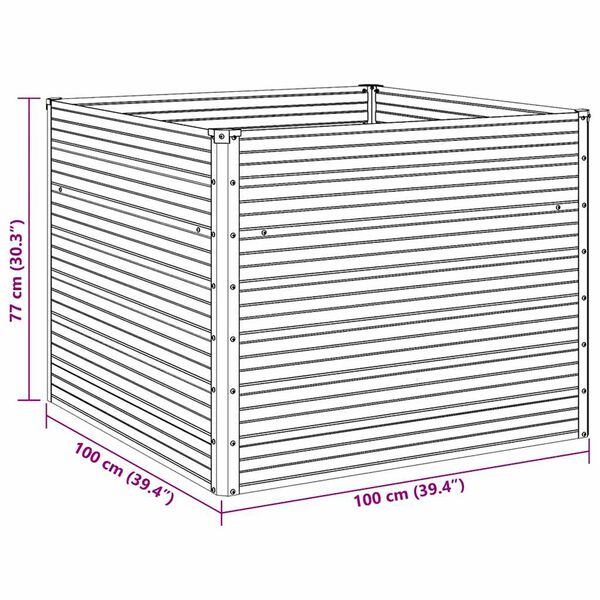 vidaXL Raised Garden Bed Brown 100x100x77 cm Galvanised Steel