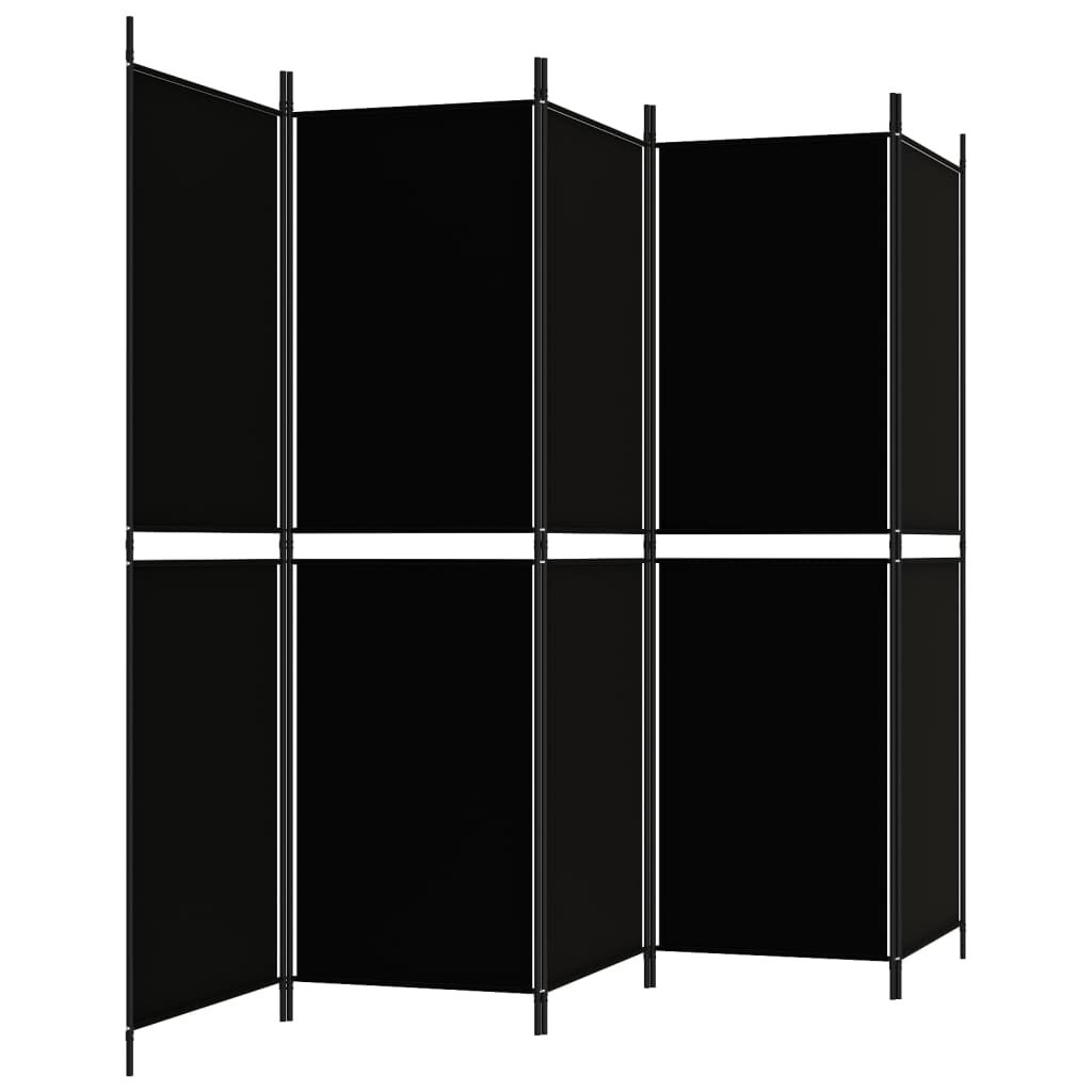 vidaXL 5-Panel Room Divider Black 250x180 cm Fabric