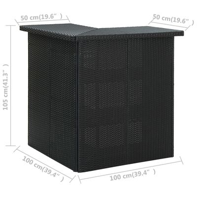 vidaXL Corner Bar Table Black 100x50x105 cm Poly Rattan, black vidaXL Corner Bar Table Black 100x50x105 cm Poly Rattan