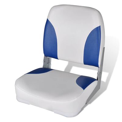 vidaXL Boat Seat Foldable Backrest With Blue-white Pillow 41x36x48cm, blue and white vidaXL Boat Seat Foldable Backrest With Blue-white Pillow 41x36x48cm