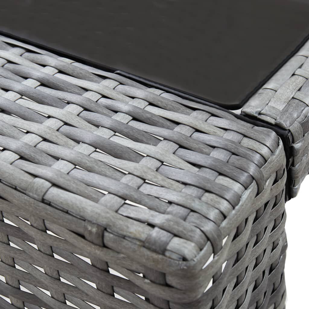 vidaXL 7 Piece Garden Bar Set with Cushions Poly Rattan Grey