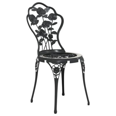 vidaXL 3 Piece Bistro Set Cast Aluminium Black, black vidaXL 3 Piece Bistro Set Cast Aluminium Black